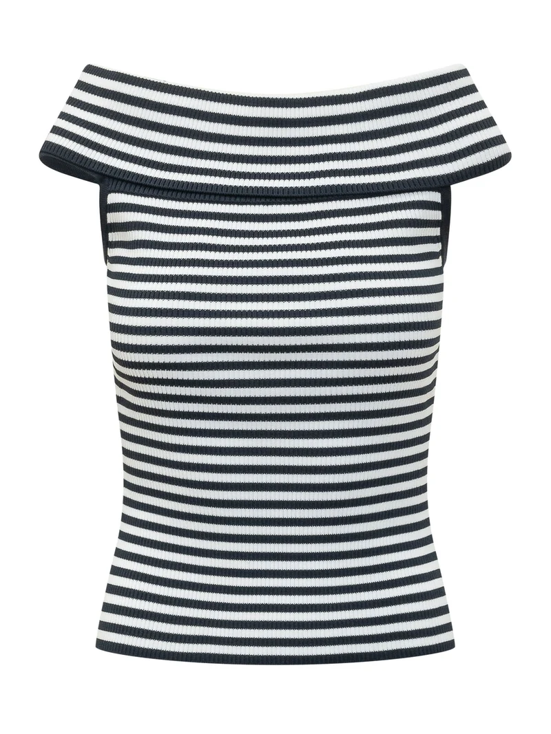 Top a Righe con Scollo a Barchetta