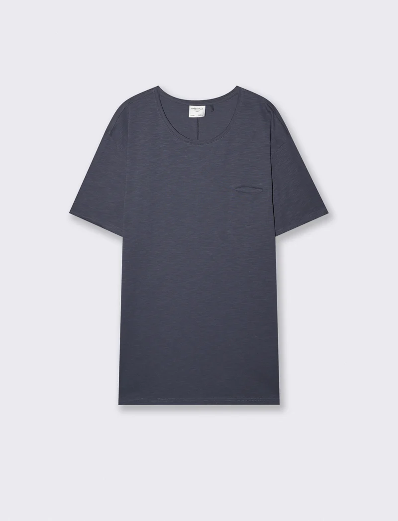 T-shirt cotone slub loose fit con tasca - Avion