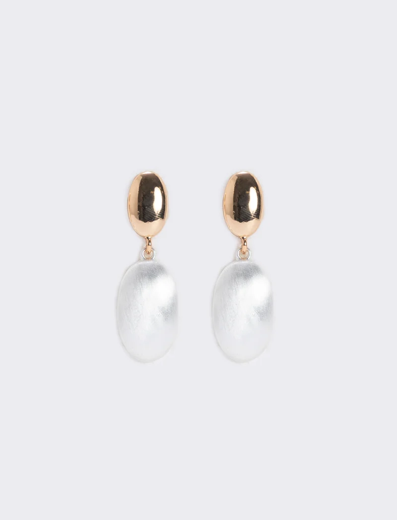 Orecchino pendente in perla spazzolata - Oro