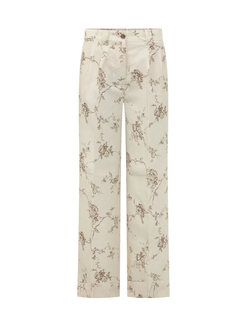 Pantaloni Ampi con Stampa Floreale