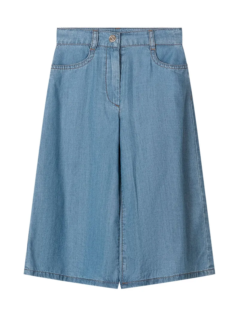 Pantaloni Wide Leg in Denim