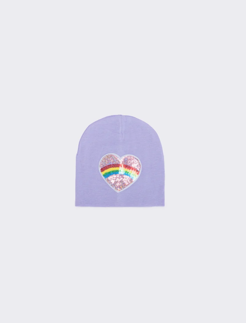 Cappello cuffia con patch a cuore - Lilla