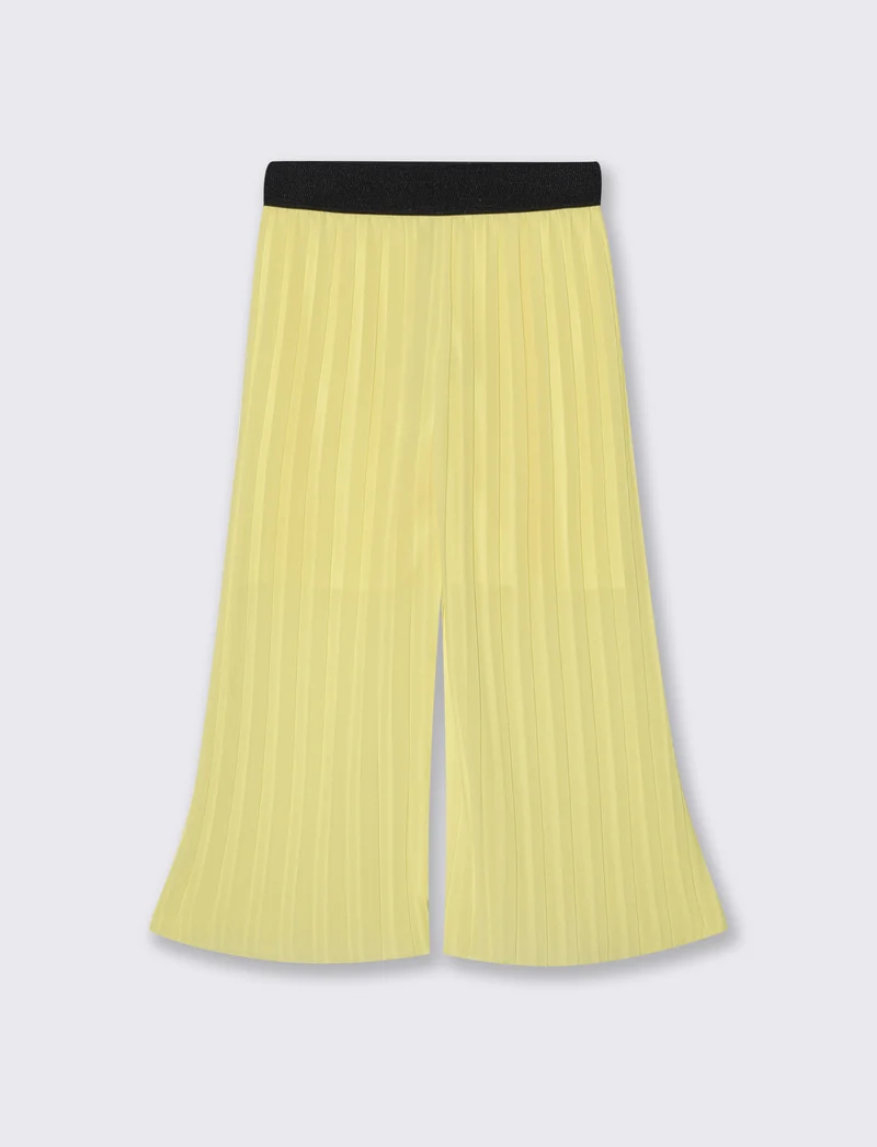 Pantaloni leggeri plissè con elastico - Giallo