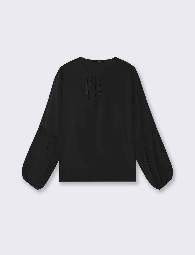 Casacca manica lunga con laccio scollo - Nero