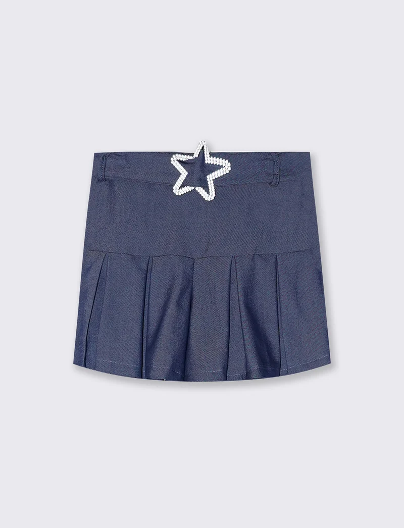 Shorts eleganti con cintura gioiello - Denim