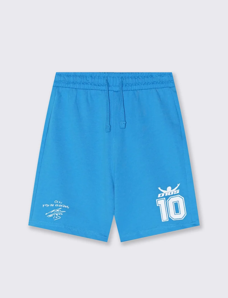 Bermuda in felpa D10S con coulisse - Azzurro