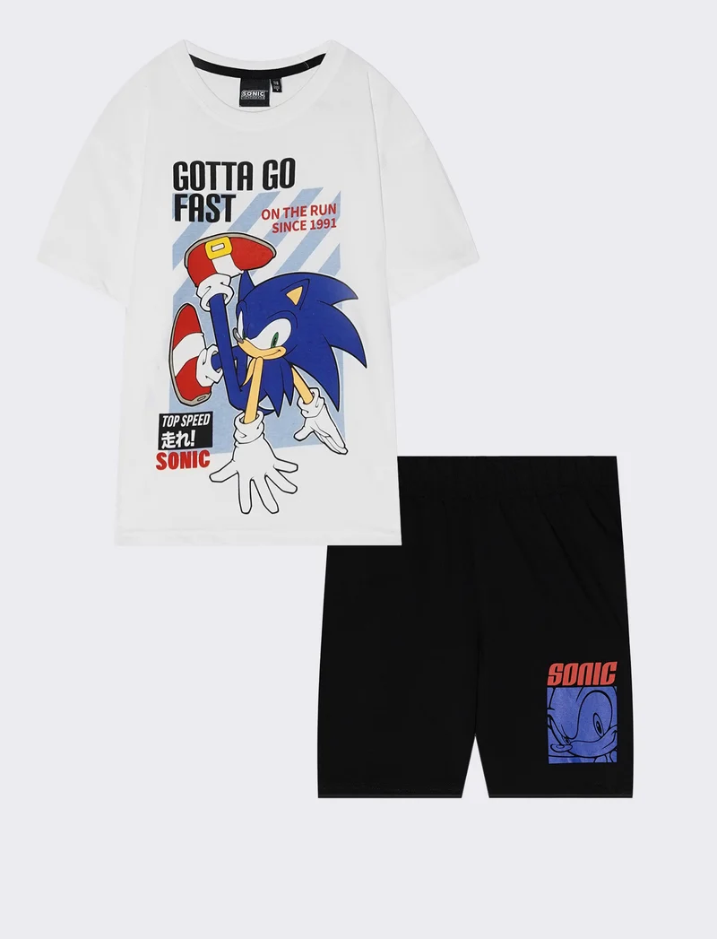 Completo Sonic per bambini: t-shirt e shorts - Bianco