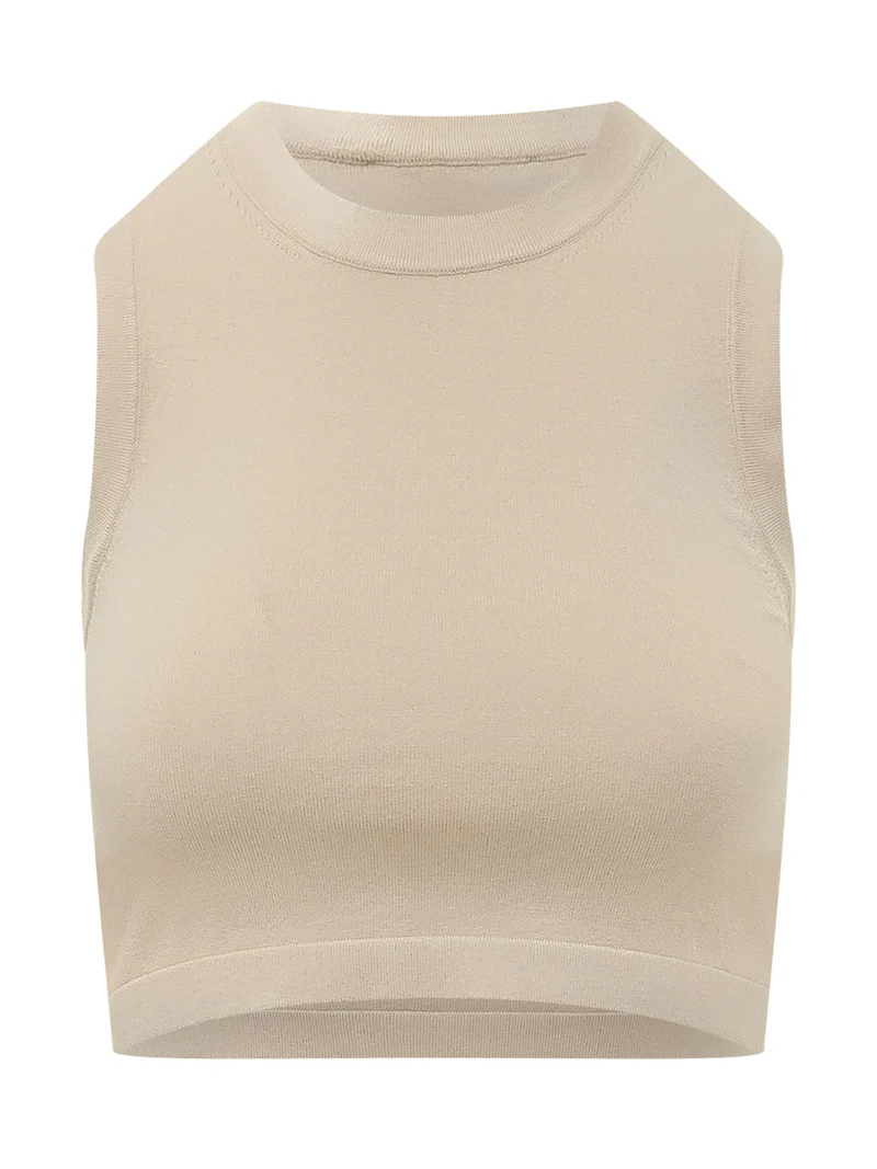 Top Crop Senza Maniche con Girocollo