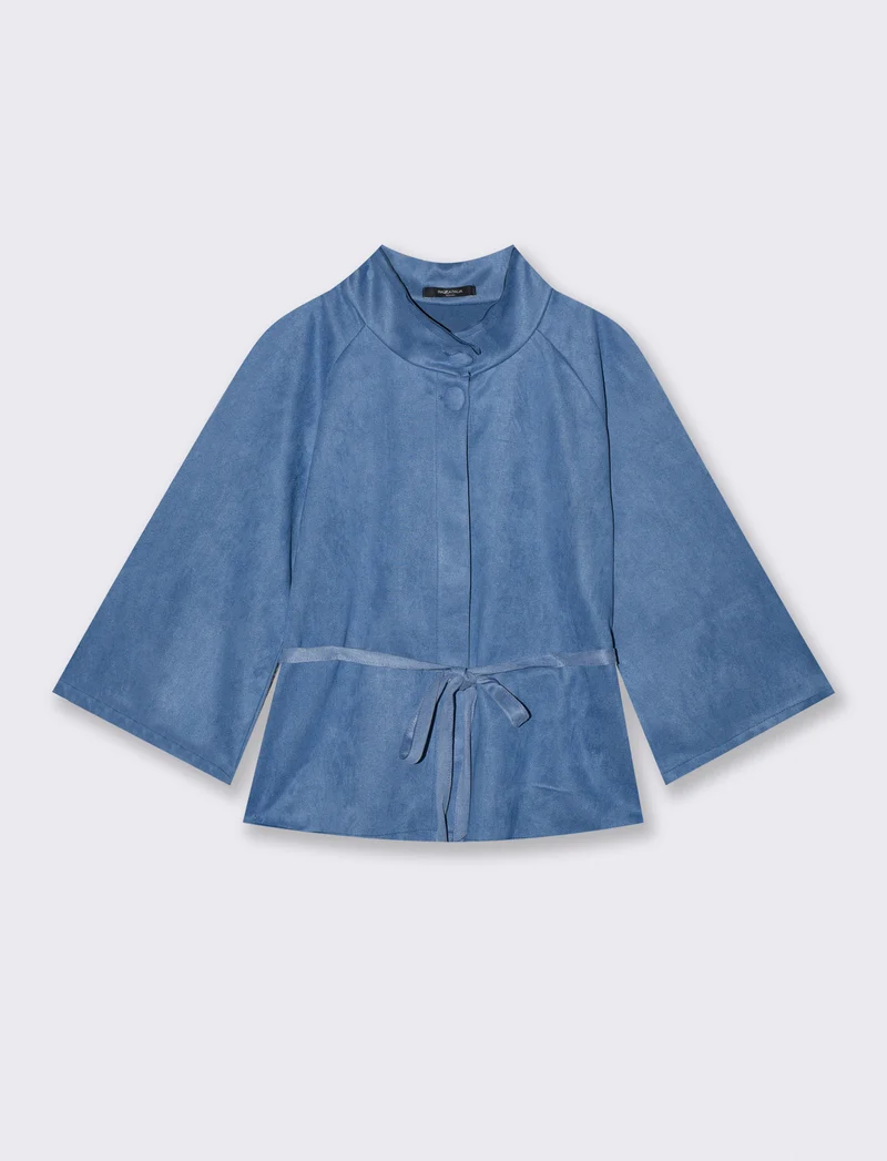 Mantella in suede con bottoni eleganti - Denim
