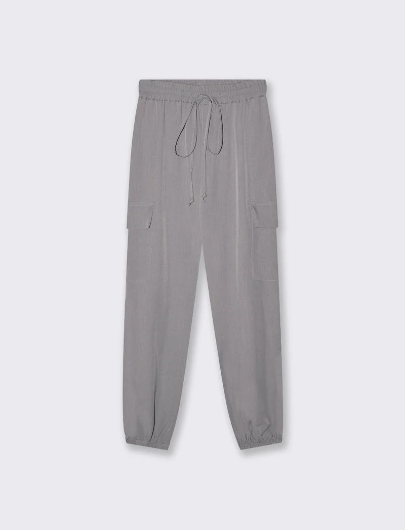 Pantalone con tasconi e coulisse - Grigio