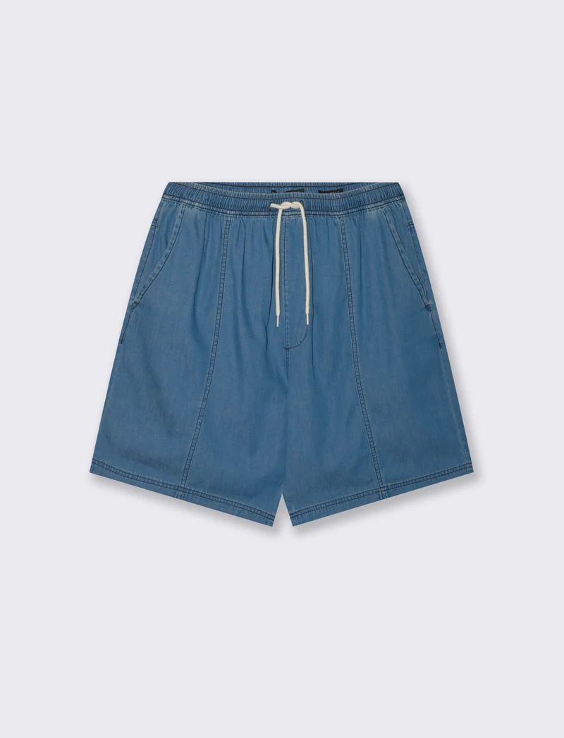 Bermuda Jogger in Denim Leggero 100% Cotone - Denim
