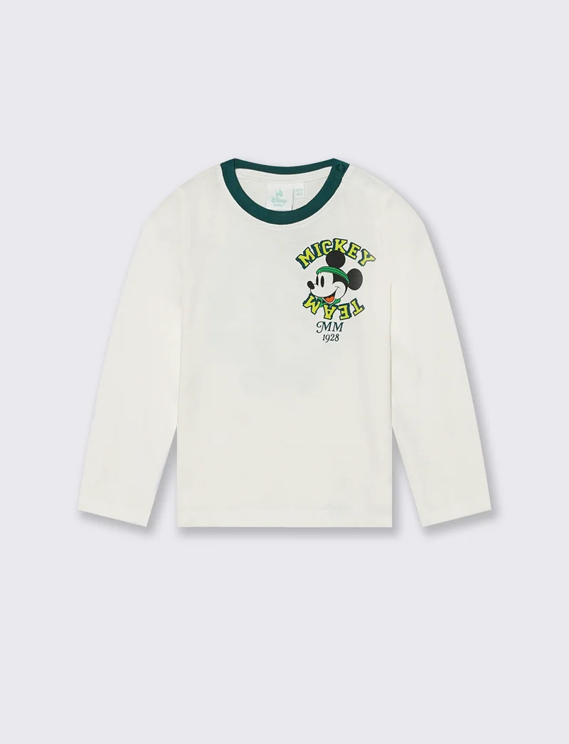 Maglietta manica lunga con Topolino - Bianco