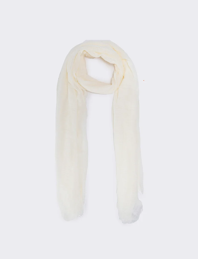 Foulard unito con frange eleganti - Bianco