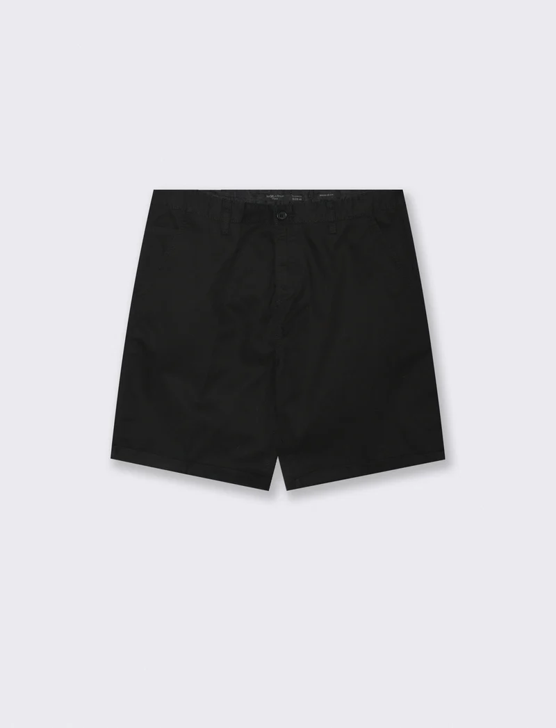 Bermuda Chino Regular Fit in Twill di Cotone - Nero