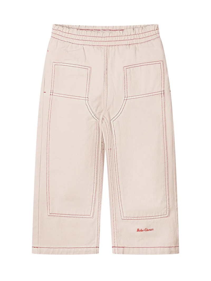 Pantaloni Twill con Tasche Applicate