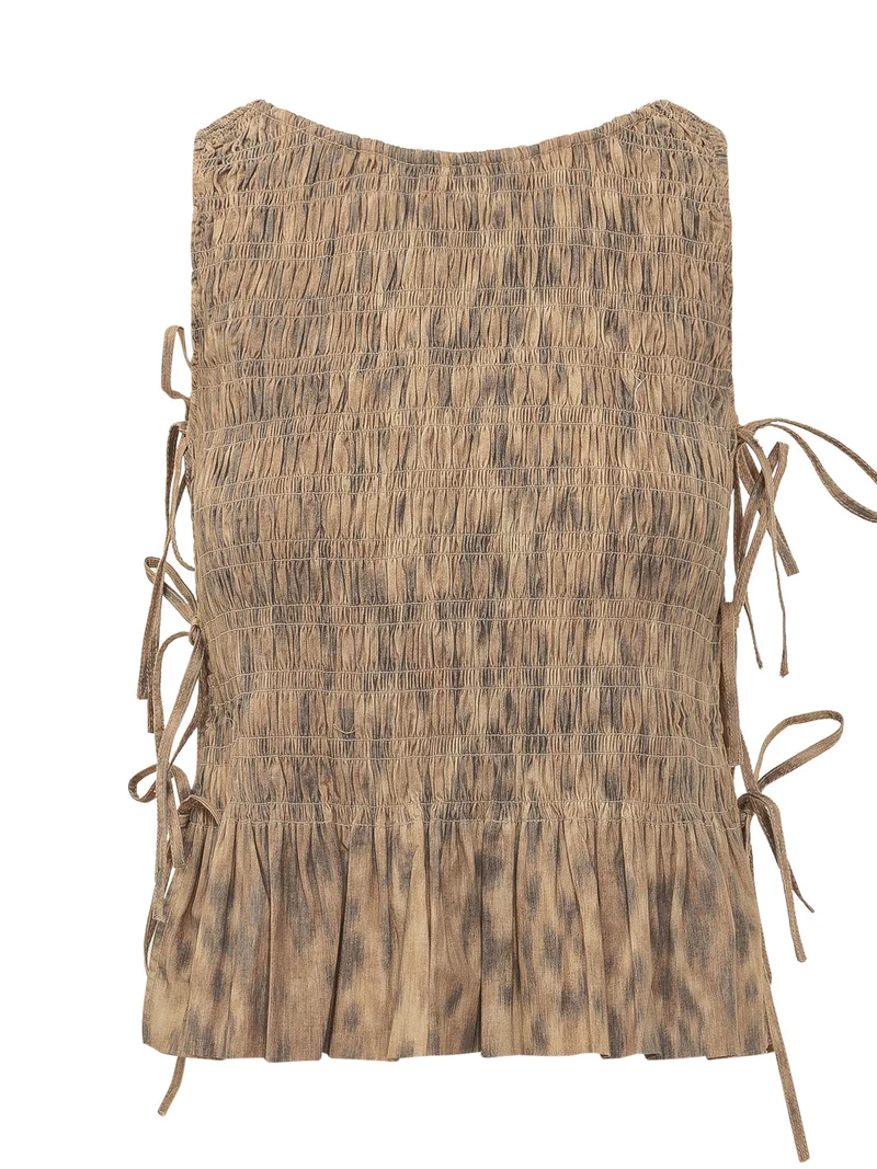 Top Drappeggiato con Stampa
