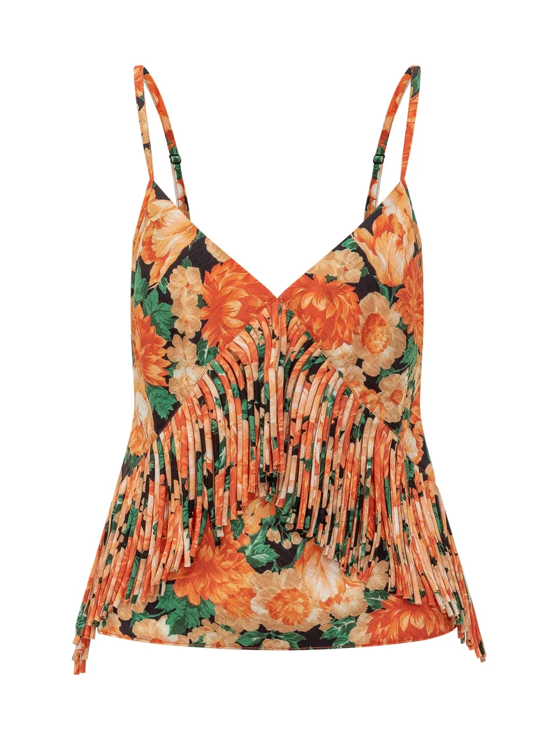 Top Caneto con Scollo a V e Spalline