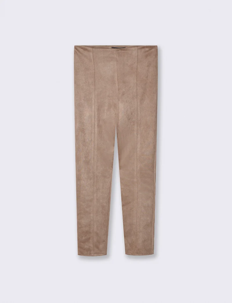 Pantalone elastico in suede - Grigio fango