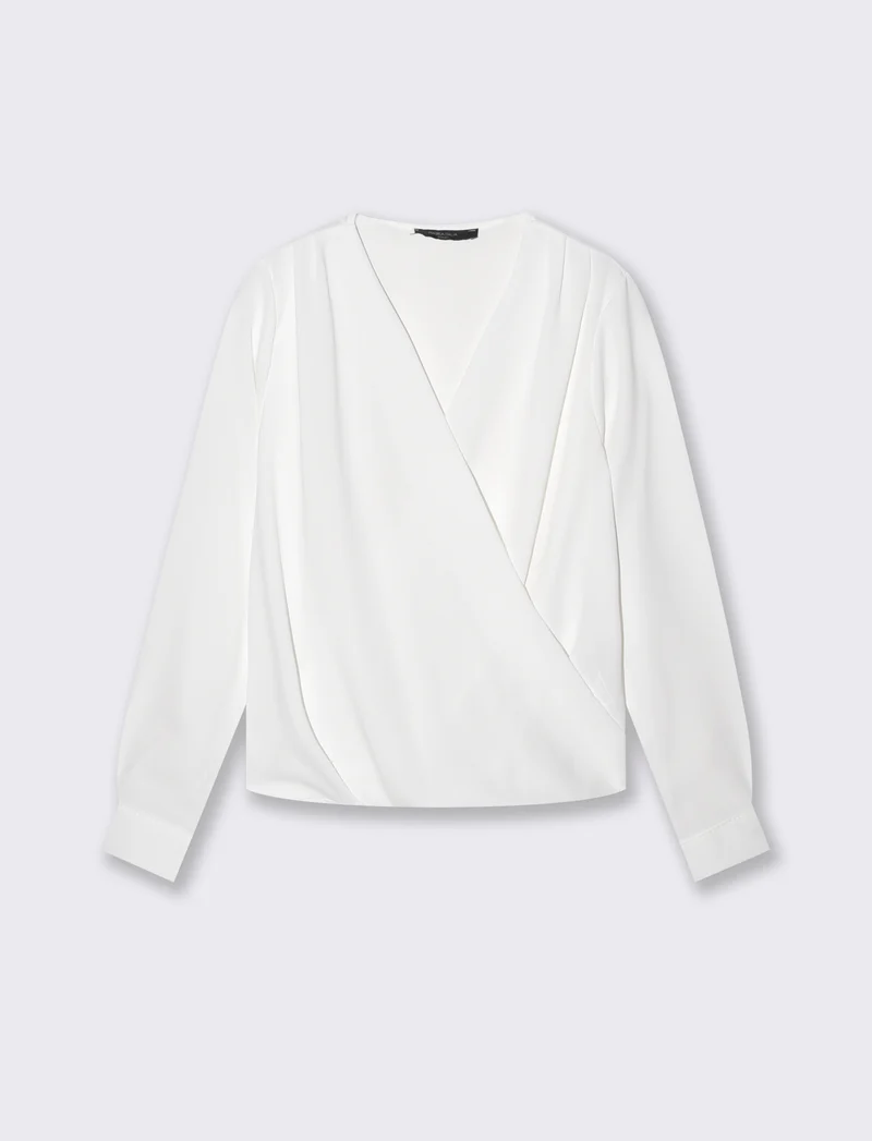 Casacca incrociata in tessuto leggero - Bianco panna