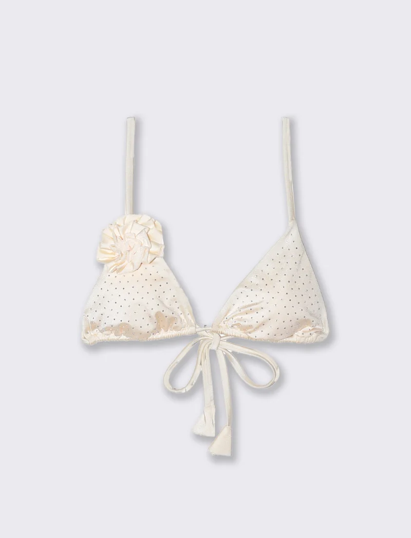 Reggiseno triangolo mare con strass chic - Bianco sporco