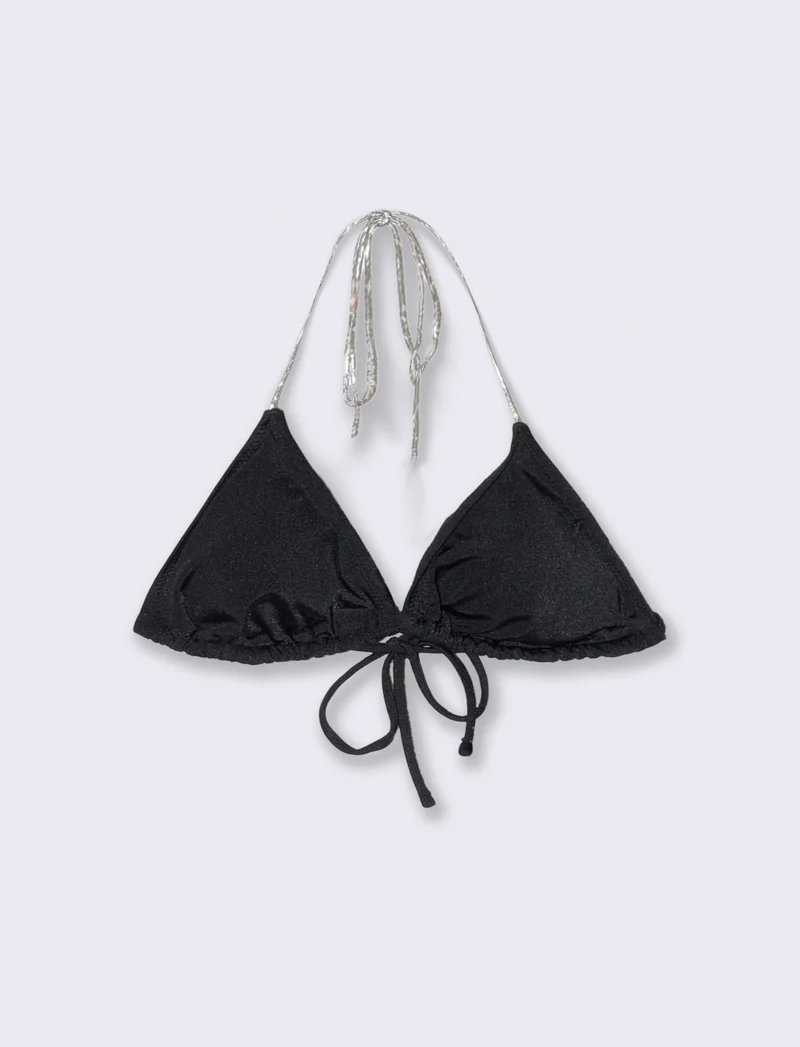 Reggiseno triangolo con strass eleganti - Nero