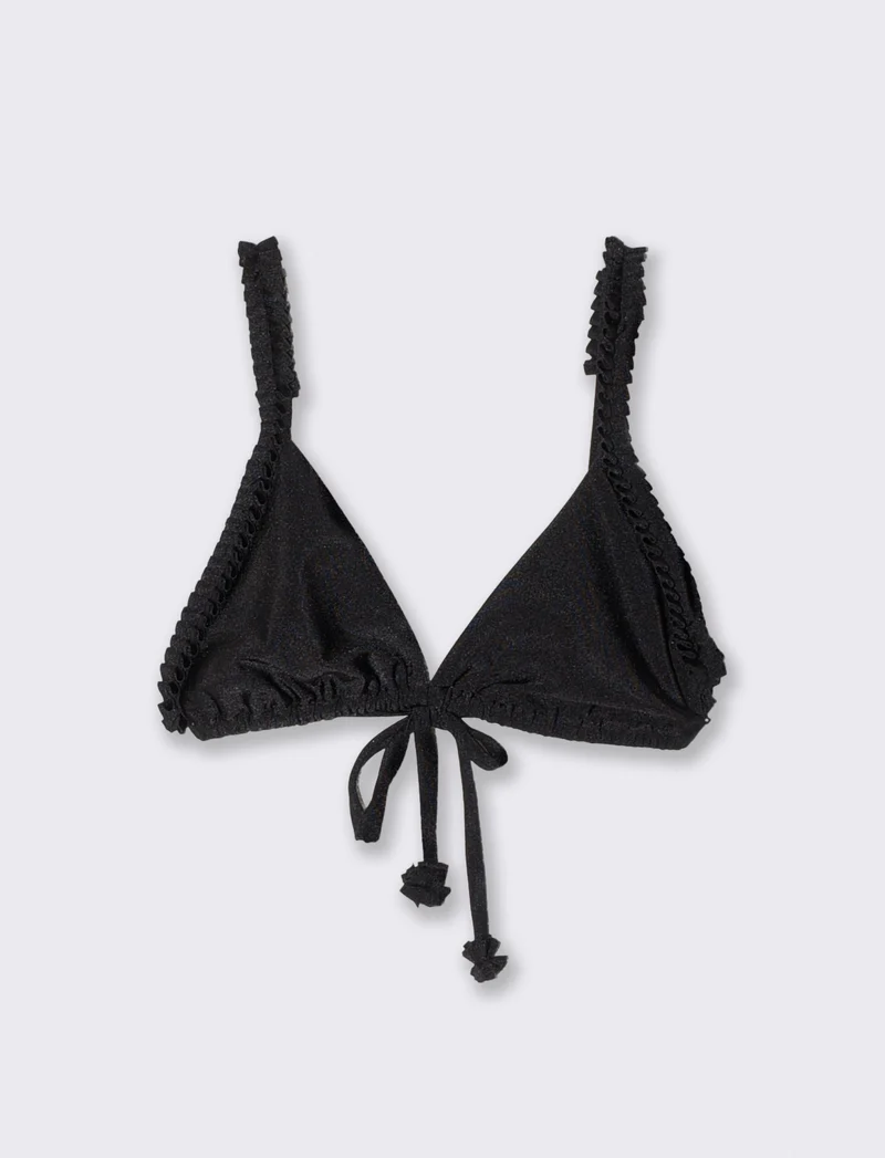 Reggiseno a triangolo arricciato per lei - Nero