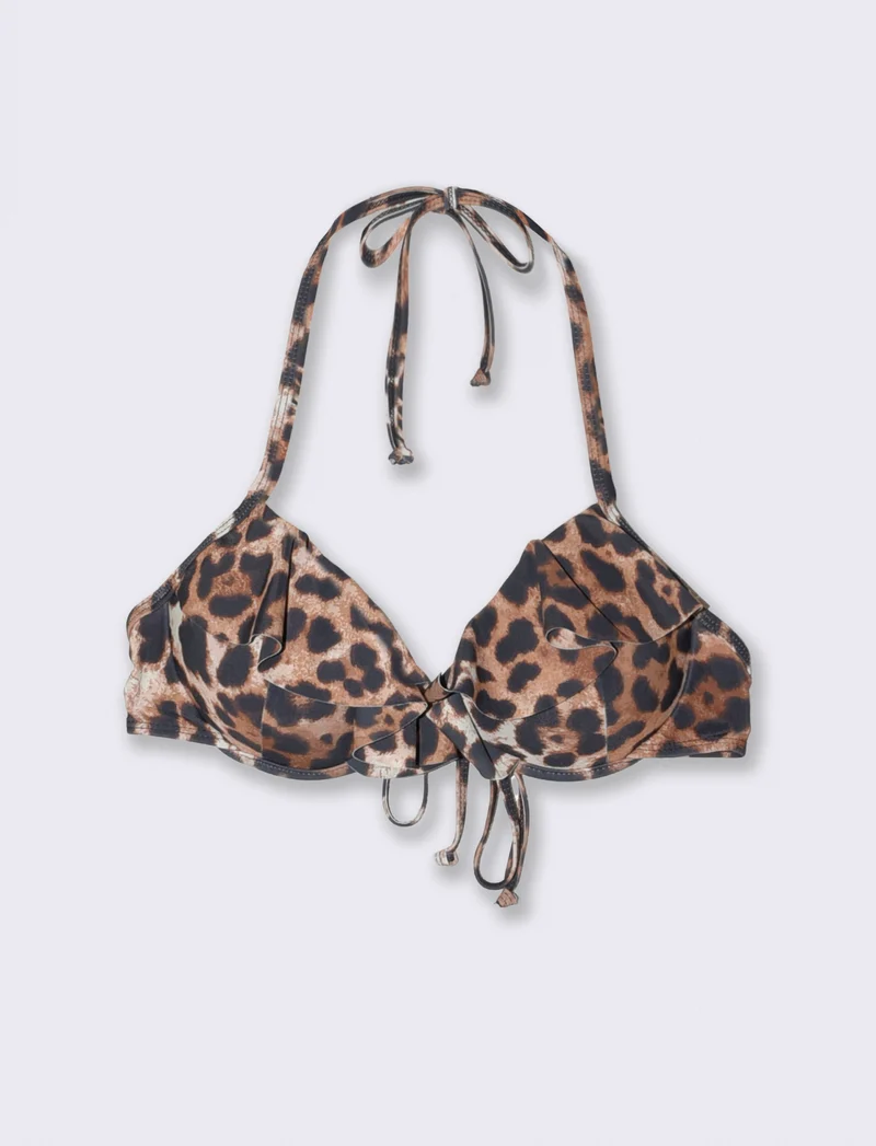 Reggiseno mare push up con rouches eleganti - Leopardato
