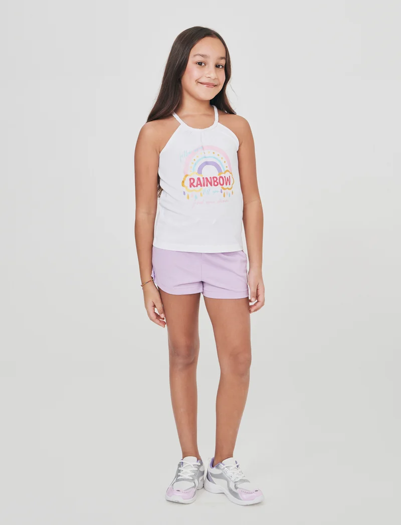Shorts in cotone con elastico in vita - Lilla