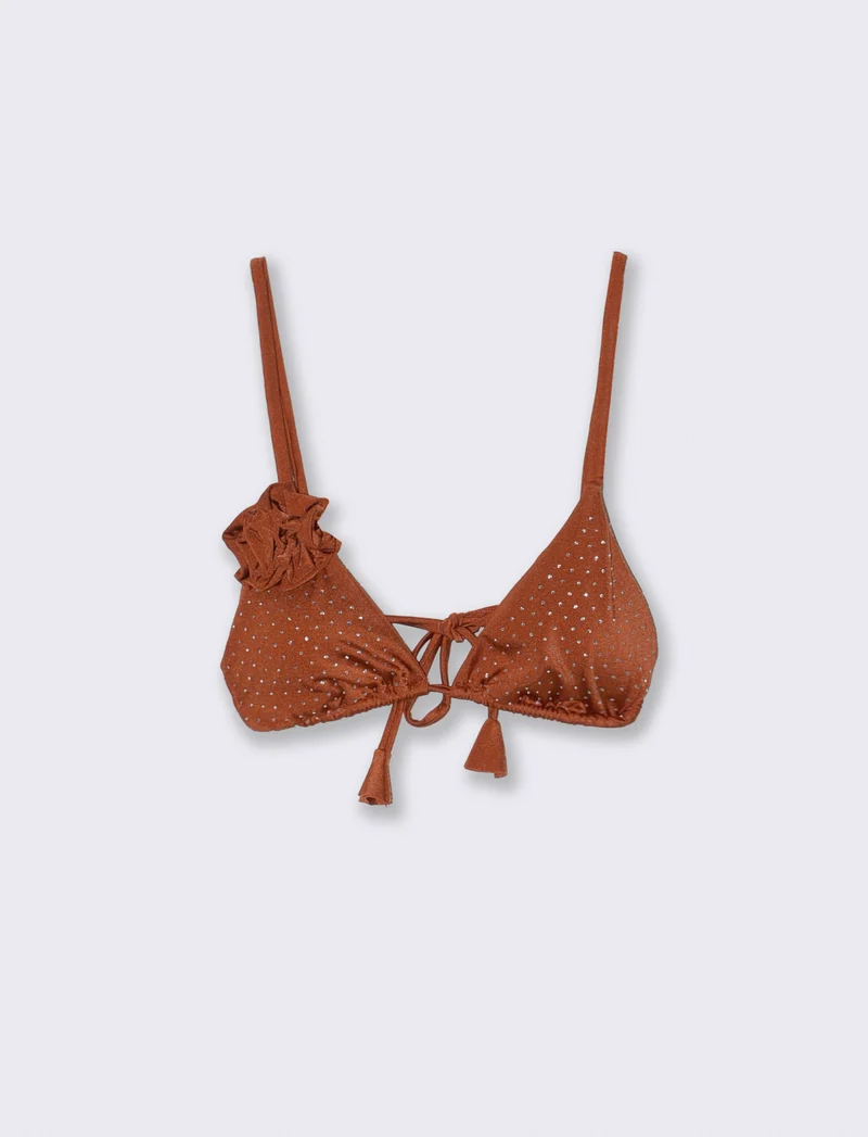 Reggiseno triangolo mare con strass chic - Arancio