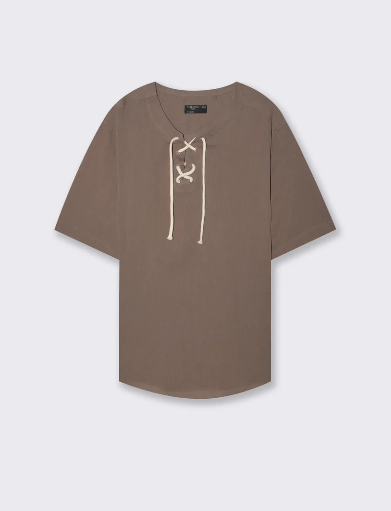 Casacca effetto crepe con collo coreano - Grigio fango
