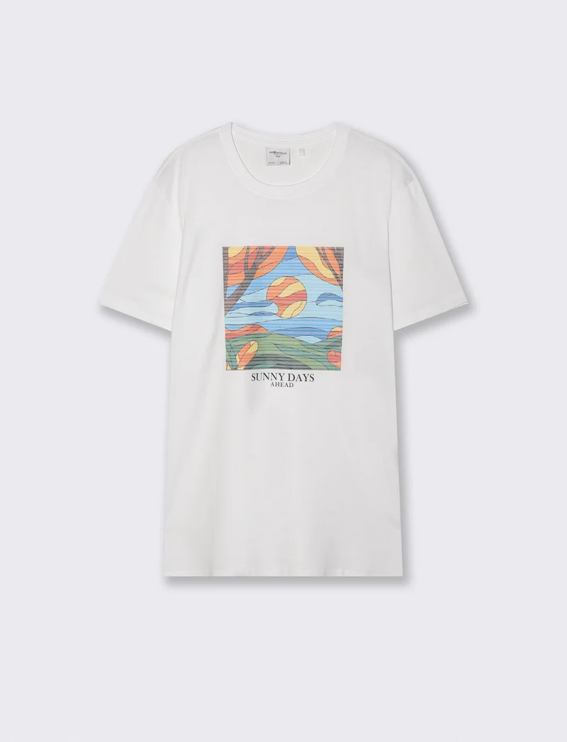 T-shirt girocollo effetto mosaico ricamato - Bianco