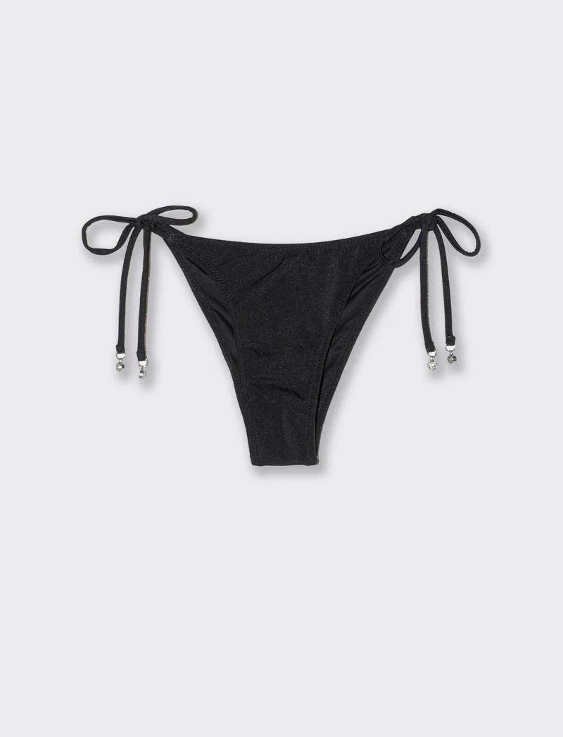 Slip con laccetti e strass eleganti - Nero