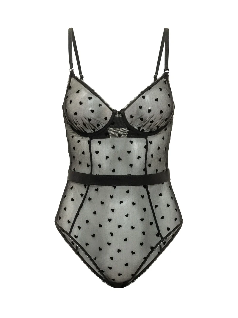 Body con Spalline con Motivo a Cuori