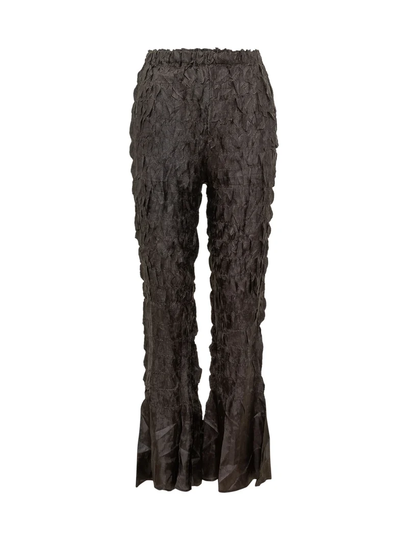 Pantaloni Arricciati con Fondo Svasato