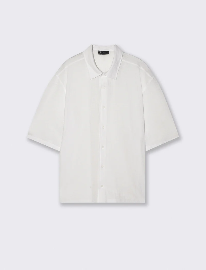 Camicia boxy fit in cotone jacquard - Bianco