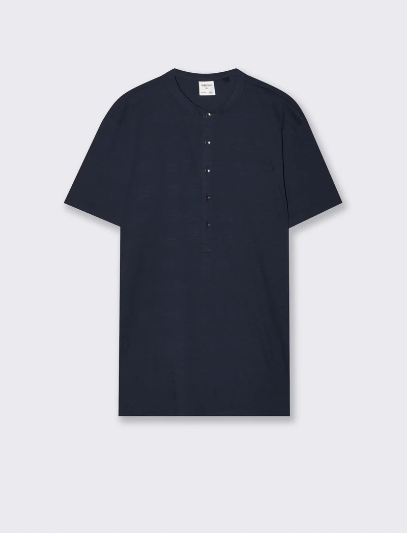 T-SHIRT SERAFINO IN JACQUARD STRUTTURATO - Blu