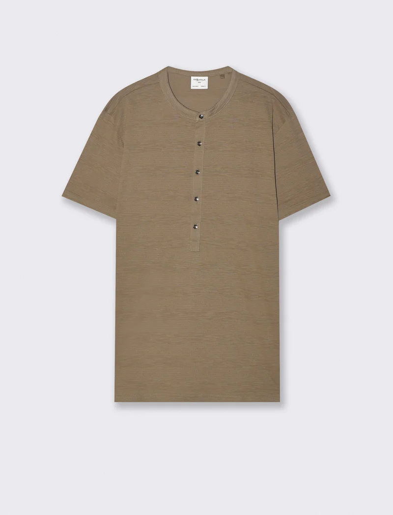 T-SHIRT SERAFINO IN JACQUARD STRUTTURATO - Verde kaki