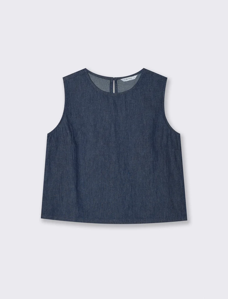Casacca Smanicata con Chiusura Retro - DENIM SCURO