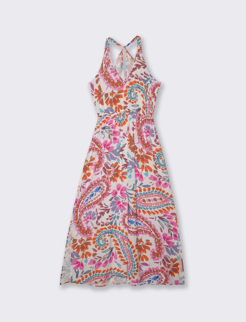 Vestito lungo con scollo a V e spacchi - var 2