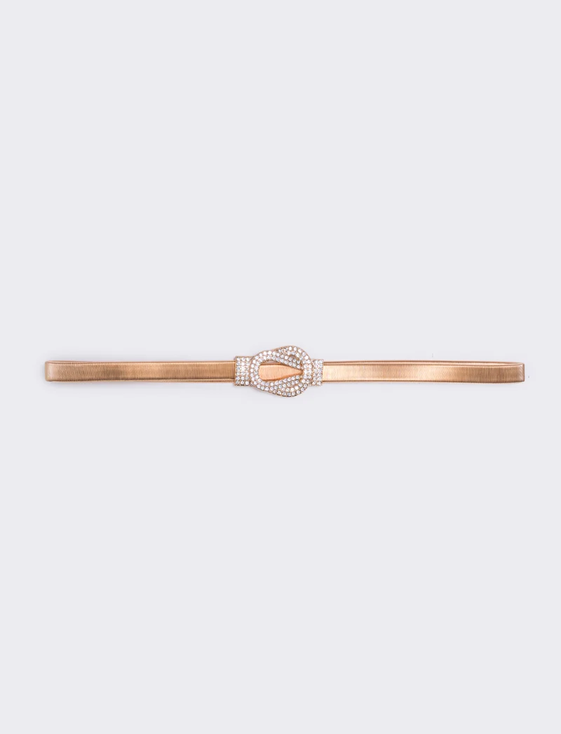 Cintura elastica con fibbia strass - Oro