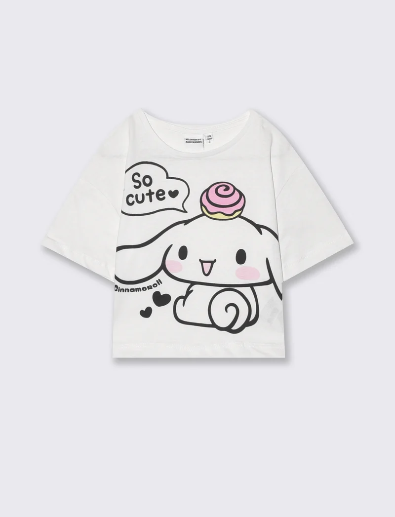 T-shirt mezza manica Hello Kitty e amici - Bianco