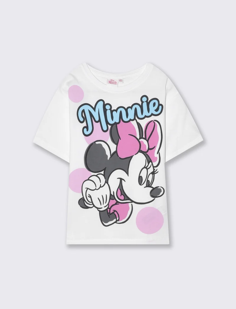 T-shirt mezza manica tema Minnie con pois - Bianco
