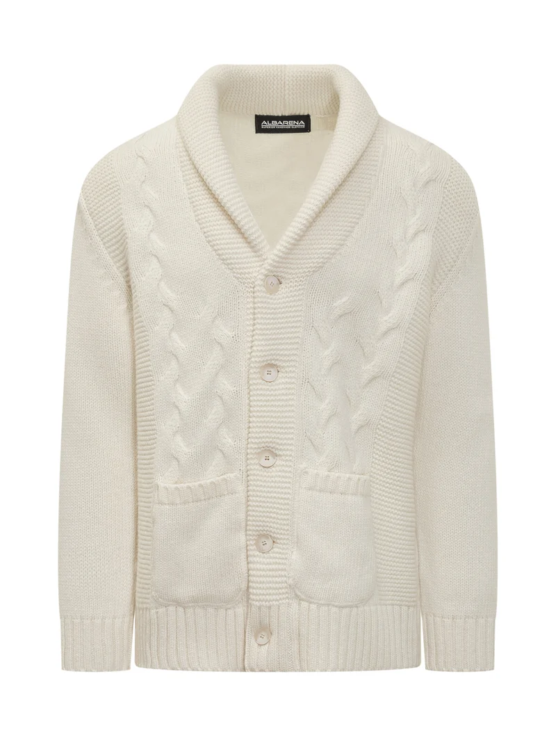 Cardigan con Treccia Panna Albarena