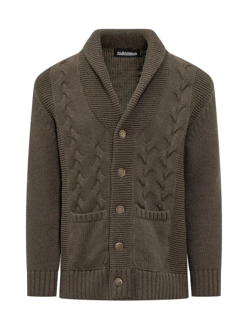 Cardigan con Treccia Verde Albarena