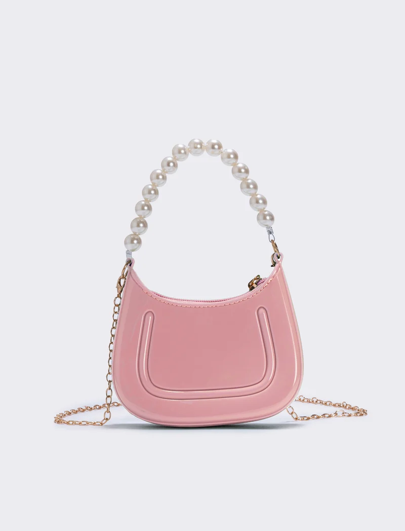 Borsa con manico e perle eleganti - Pesca