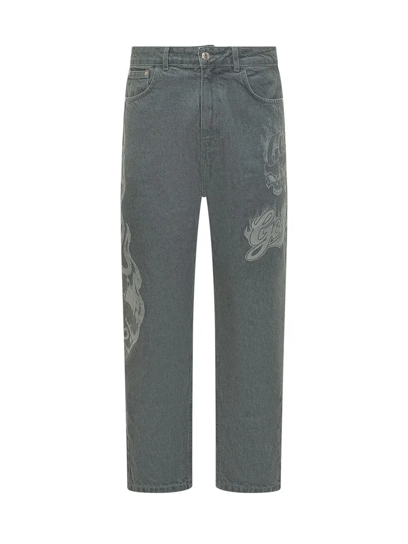 Jeans Carrot con Stampa Grafica