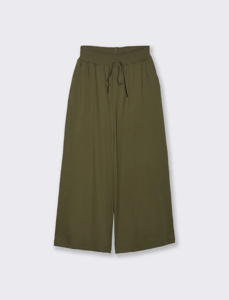 Pantalone Ampio con Elastico in Vita - Verde