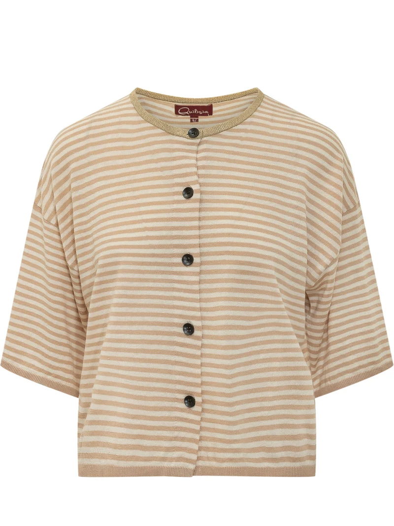 Cardigan Girocollo a Righe