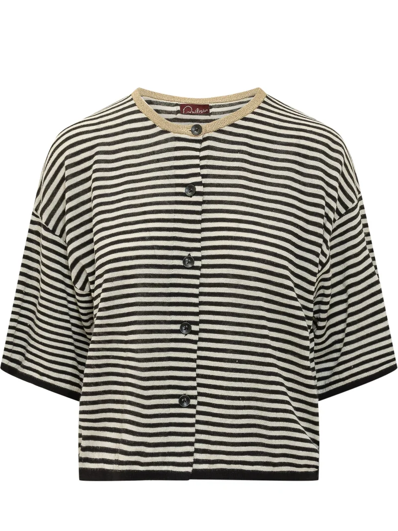 Cardigan Girocollo a Righe