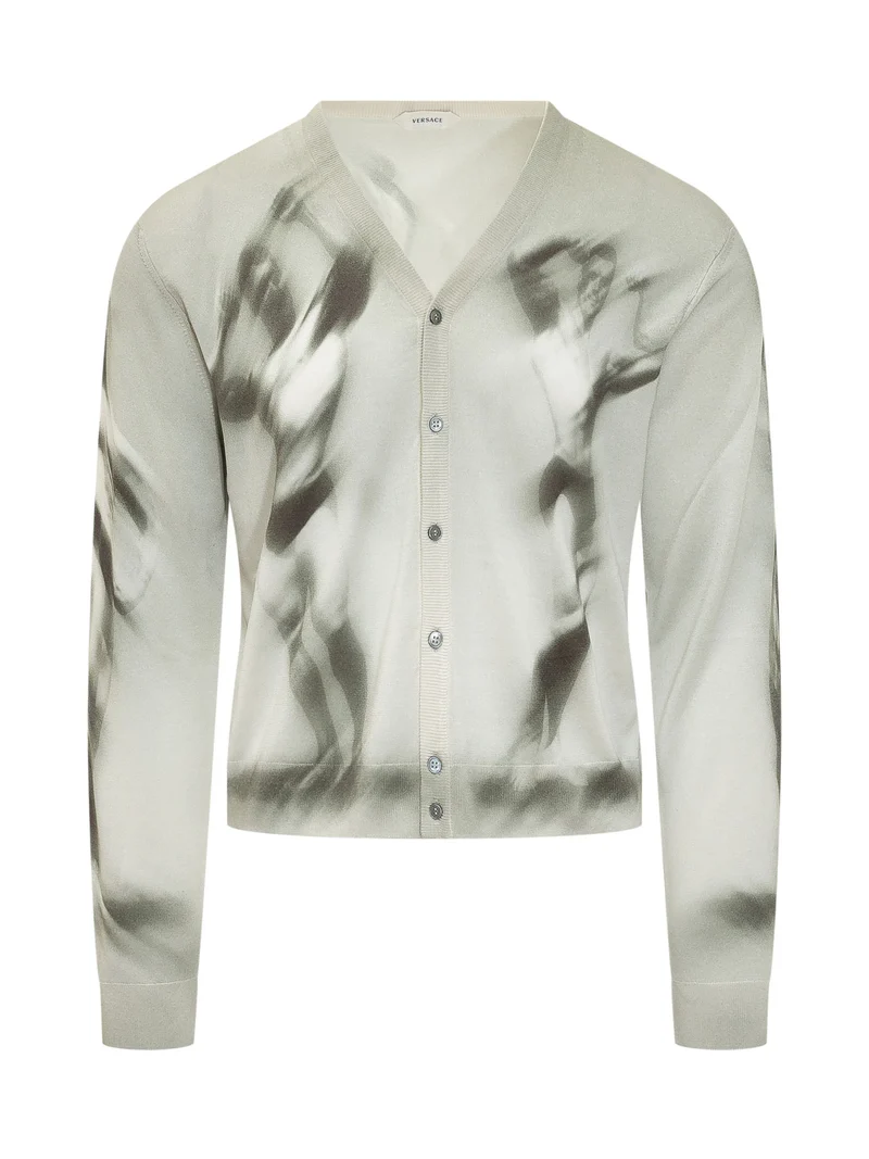 Cardigan con Bottoni e Stampa